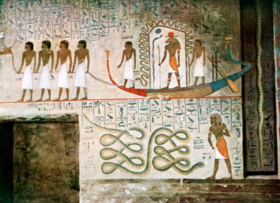 Bootsszene, Gräber der Adligen, Theben, Ägypten von Unbekannt