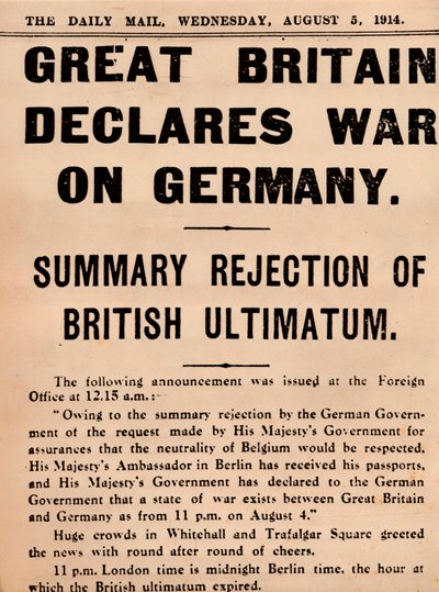 Großbritannien erklärt Deutschland den Krieg von Unbekannt