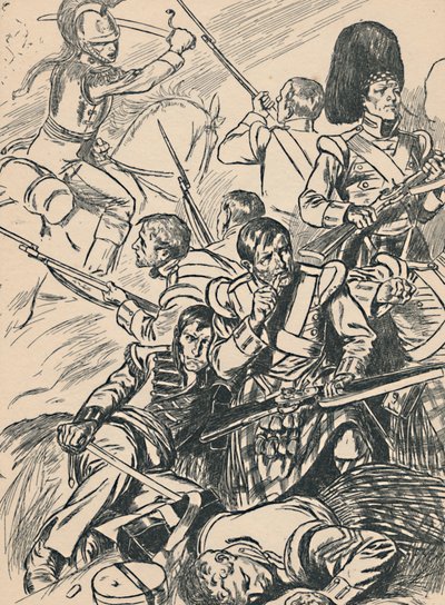 Britische Soldaten in der Schlacht von Waterloo, ca. 1907 von Unbekannt