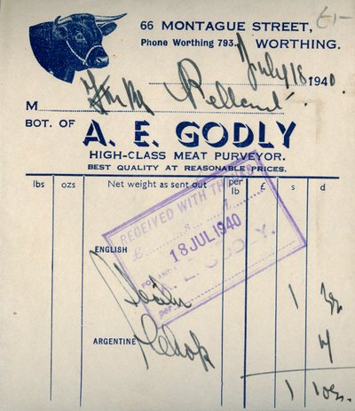 Metzgerquittung, 1940 von Unbekannt