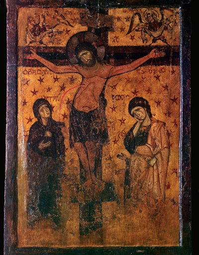 Byzantinische Ikone der Kreuzigung von Unbekannt