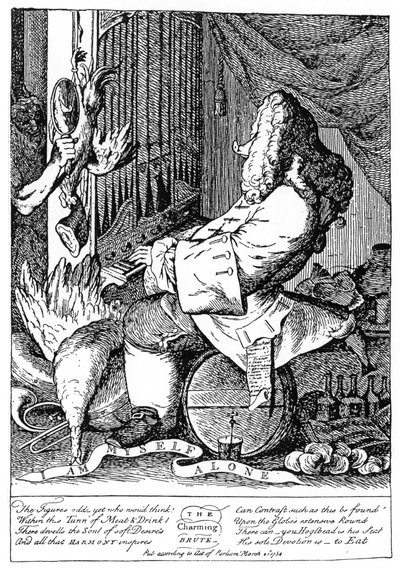 Karikatur von Georg Friedrich Händel, 1754 von Unbekannt