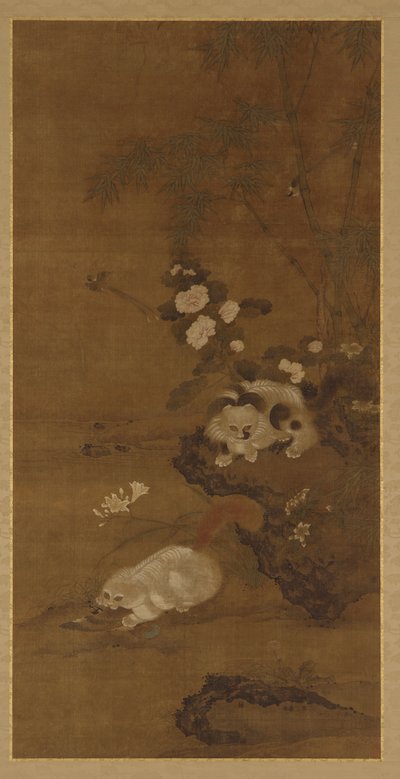 Katzen, Vögel und Blumen von Unbekannt