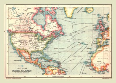 Karte des Nordatlantiks, 1902 von Unbekannt
