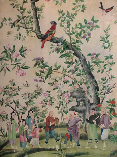 Chinesische handbemalte Tapete, 1928 von Unbekannt