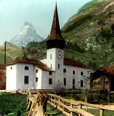 Kirche und Matterhorn, Zermatt, Schweiz von Unbekannt