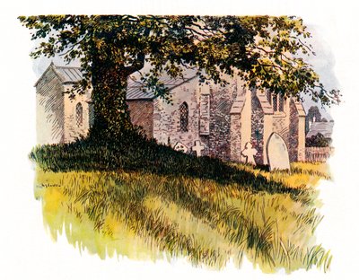 Kirchhof in Tolpuddle mit dem Grab von James Hammett, 1934 von Unbekannt