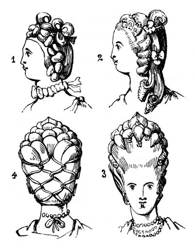 Frisuren, spätes 18. Jahrhundert von Unbekannt