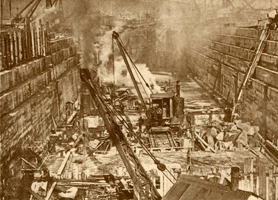 Bau eines Trockendocks in Swansea, um 1930 von Unbekannt