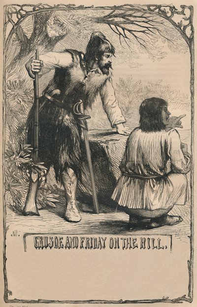 Crusoe und Freitag auf dem Hügel, 1870 von Unbekannt