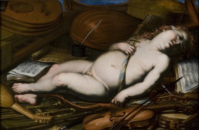 Amor unter Musikinstrumenten, Mitte des 17. Jahrhunderts von Unbekannt