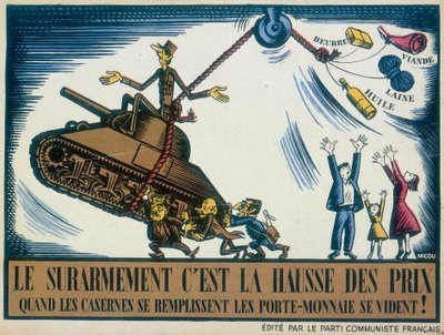 De Gaulle als Kriegstreiber dargestellt, 1950 von Unbekannt