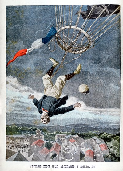 Tod eines Aeronauten über Beuzeville, Frankreich, 1899 von Unbekannt