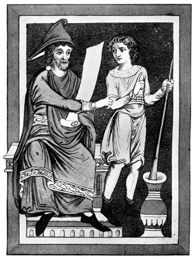 Arzt und Diener, 13. Jahrhundert, 1910 von Unbekannt