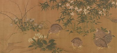 Enten, Blumen und Wachteln, Ming-Dynastie, 1368-1644 von Unbekannt