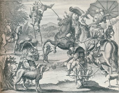 Niederländische Satire auf die Falknerei, um 1716, 1916 von Unbekannt