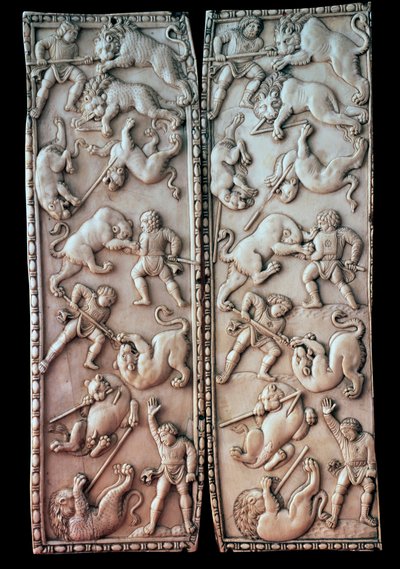 Diptychon mit Zirkusszenen, 5. Jahrhundert von Unbekannt