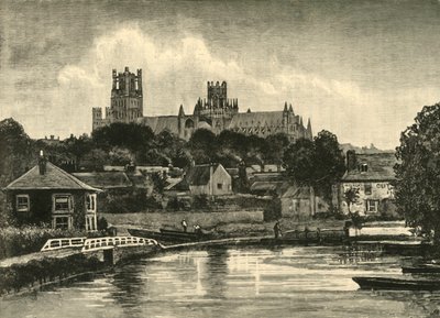 Ely Cathedral, von der Eisenbahnbrücke, 1898 von Unbekannt