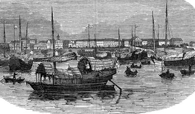 Europäische Fabriken in Kanton Guangzhou, China, um 1875 von Unbekannt
