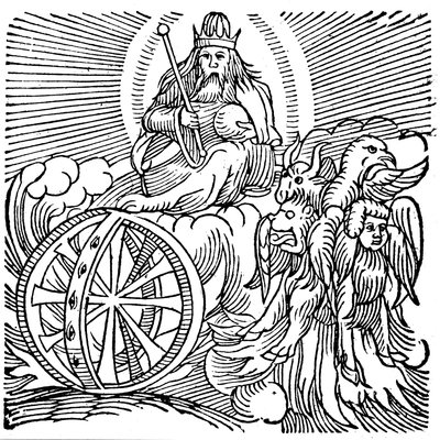 Ezekiels Vision eines Wagens im Himmel, ca. 614 v. Chr. von Unbekannt