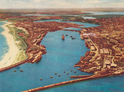 Fremantle Hafen aus der Luft, um 1947 von Unbekannt