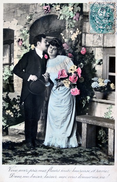 Französische romantische Postkarte, um 1900 von Unbekannt