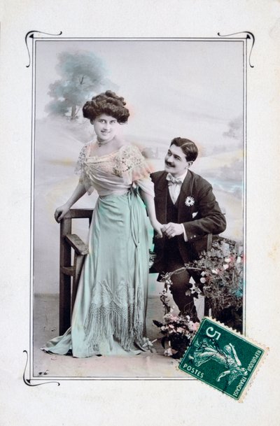 Französische romantische Postkarte, ca. 1900 von Unbekannt