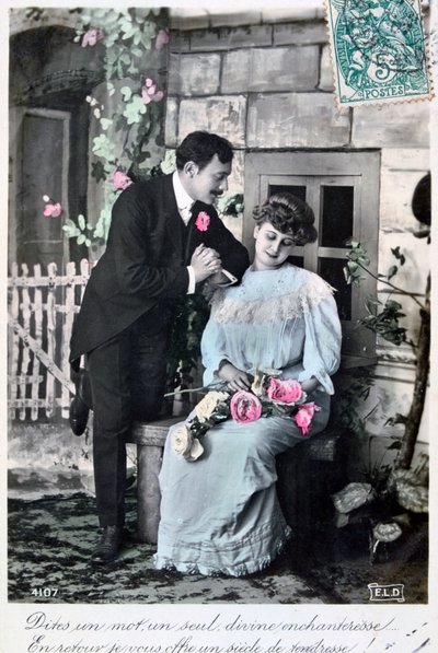 Französische romantische Postkarte, ca. 1900 von Unbekannt