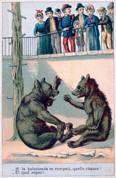 Französische zoologische Postkarte, 19. Jahrhundert von Unbekannt