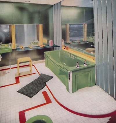 Glas und Fliesen im modernen Badezimmer, 1938 von Unbekannt