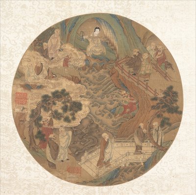 Guanyin und die sechzehn Luohans, 16.-17. Jahrhundert von Unbekannt