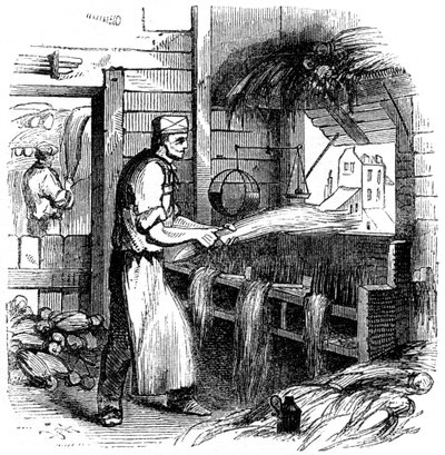 Hanf hecheln, 1866 von Unbekannt