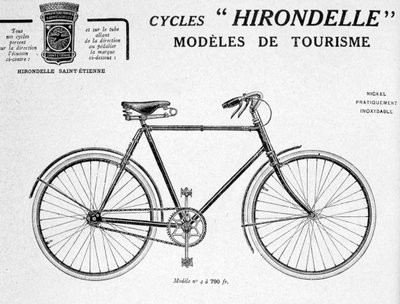 Hirondelle Saint Etienne Fahrrad Tourismus Werbung, 20. Jahrhundert von Unbekannt