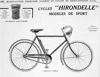 Hirondelle Saint Etienne, Fahrrad-Tourismus-Werbung, 20. Jahrhundert von Unbekannt