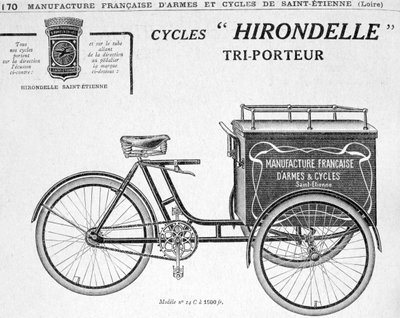 Hirondelle Saint Etienne Lieferdreirad Werbung, 20. Jahrhundert von Unbekannt