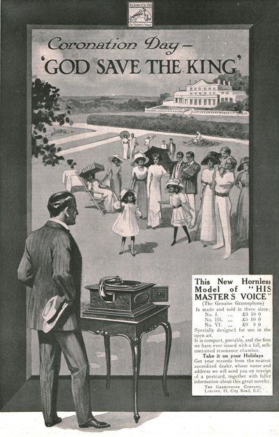 His Masters Voice Werbung, 1911 von Unbekannt