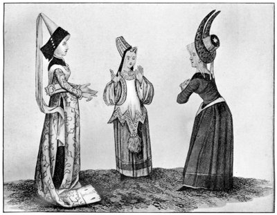 Gehörnte und turmförmige Kopfbedeckungen, 15. Jahrhundert, 1910 von Unbekannt