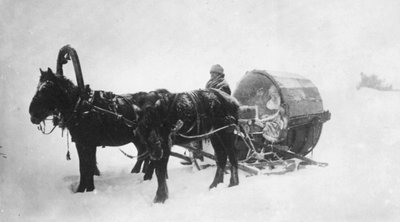 Pferdeschlitten Kibitka, Sibirien, Russland, 1890er Jahre von Unbekannt