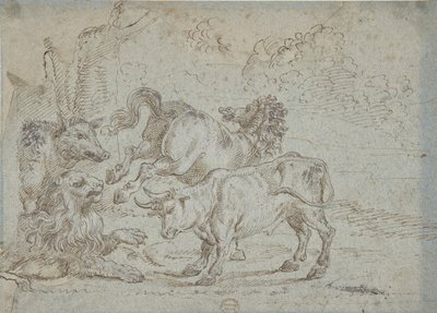 Pferd, Stier, Löwe und Eber, 17. Jahrhundert von Unbekannt