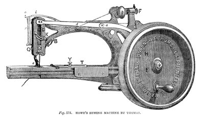 Howes Nähmaschine, von Thomas, 1866 von Unbekannt