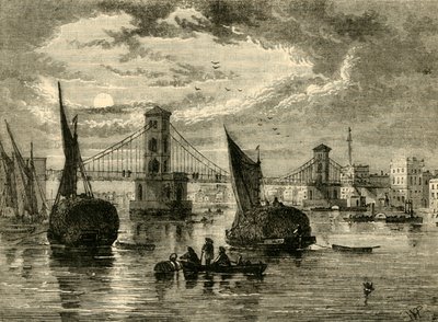 Hungerford-Hängebrücke, 1850, 1881 von Unbekannt