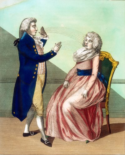 Hypnotiseur hypnotisiert einen Patienten, um 1795 von Unbekannt