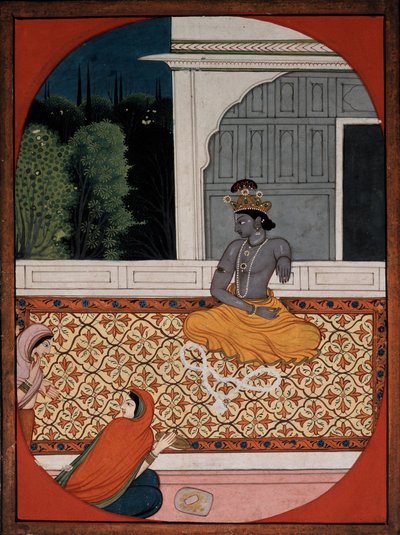 Krishna legt seinen Kranz ab, ca. 1800 von Unbekannt