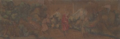 Landschaftsgemälde einer Figur in einer Waldlandschaft von Unbekannt