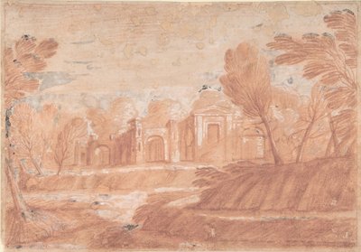 Landschaft mit architektonischer Struktur, 17. Jahrhundert von Unbekannt