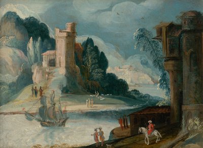 Landschaft mit Fluss und Schloss von Unbekannt