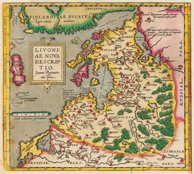 Livonia Karte, Livoniae Nova Descriptio, 1573-1578 von Unbekannt