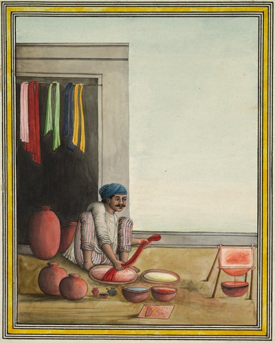 Mann beim Färben von Stoff, frühe 1830er von Unbekannt