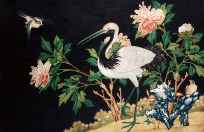 Mandschurenkranich in einer chinesischen Landschaft von Unbekannt