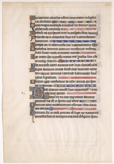 Manuskriptblatt aus einem königlichen Psalter, 13. Jahrhundert von Unbekannt